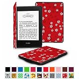 Fintie Amazon NEW-Kindle Paperwhite (2015) と Kindle Paperwhite (第6世代) カバー 最も薄く、最軽量の保護 レザー ケース マグネット機能搭載【Kindle Paperwhite All Generation専用】(花柄x桜(紅))