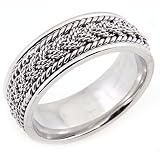 14K. White Gold Braided Design Comfort Fit Wedding Band Ring