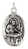 Sterling Silver St. Joseph the Worker Medal Pendant 15/16" X 5/8" (24 mm X 16 mm).