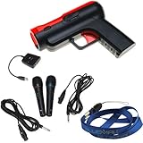 GTMax Dual Wired Microphone set + Move Shoot Gun for Sony Playstation PS3 ( ....