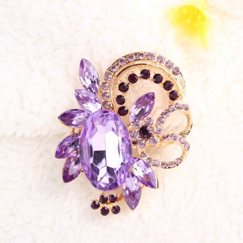 JADE Olines classic Fashion Brooches Golden Plated Flashing Purple Rhinestones Crystals Pearls Flower Leaves Brooches Pin Clips