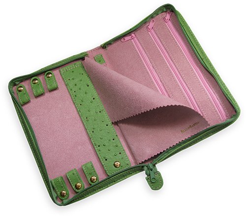 Reed & Barton Jewelry Chests GRASS GREEN OSTRICH JEWELRY CASE L0804G NAPLES LG JEWELRY CASE -GREEN