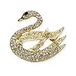 Elegant Swan Diamante Gold-Tone Brooch Pin