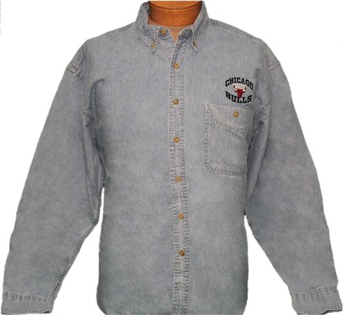 Extra Large (XL) - Denim NBA Chicago Bulls Button Up Long sleeve shirt