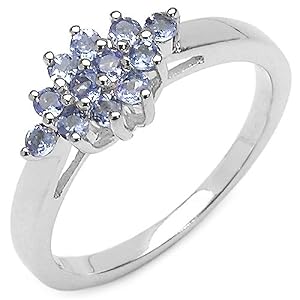 0.40 Carat Genuine Tanzanite Sterling Silver Ring