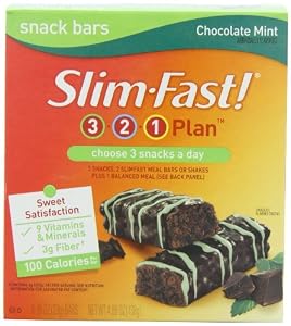 4 Pack of Slim-fast 100 Calorie Snack Bars, Chocolate Mint (Total 24 Bars)