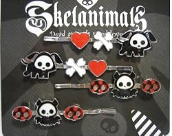 Skelanimals Dax and Diego Red, Black White Hairpins Set