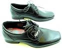 Ikon Mens Spider Stylish Black Lace Up Leather Loafers.