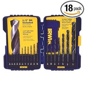 Irwin Industrial Tools 314018 Black Oxide Drill Bit Set, 18-Piece