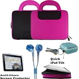 Deluxe Nylon & Neoprene Flip Book Jacket/Folio for Apple iPad 3G tablet/Wifi model 16GB, 32GB, 64GB + Includes a 4-inch eBigValue (TM) Determination Hand Strap + iPad Touch Anti Glare Screen Protector Guard (Compatible with all Versions of iPad) + Also includes a set of Fashion Earbud Headset Headphones 3.5mm Jack In-Ear Stereo + Includes an earphone case Clamshell Style with Zipper Enclosure, Inner Pocket, and Durable Exterior!