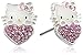 Hello Kitty Fine Silver Plated Crystal Heart Stud Earrings