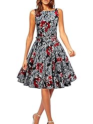 Flared-Skirt Cotton Vintage Evening Dress/Wedding Party Dress 