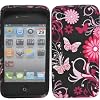 PURPLE BUTTERFLY FLORAL GEL SILICONE RUBBER CASE COVER IPHONE 4 4S