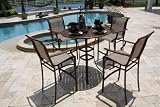 Chub Cay Patio 5 Piece Slatted Pub Table and Barstools