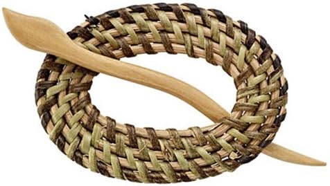 Paradise Exotic Oval Wicker & Wood Shawl Pin SP31202