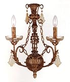 2 Light Etruscan Gold Crystal Sconce Gold Leaf Finish 15
