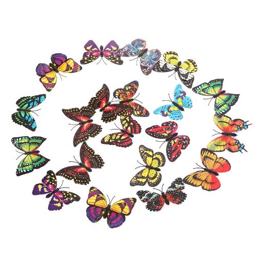 Docooler 20pcs 7cm 3D Artificial Butterfly Pin Clip Double Wing for Home Christmas Wedding Decoration, Colors Randomly Send