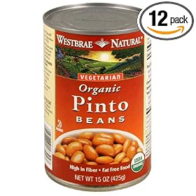 Westbrae Natural Vegetarian Organic Pinto Beans, 15 Ounce Cans (Pack of 12)