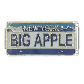 License Plate New York Flag Italian Charms Bracelet Link