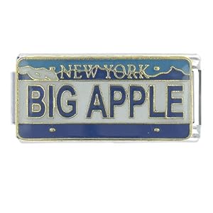 License Plate New York Flag Italian Charms Bracelet Link