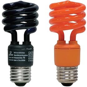 Globe 13-Watt Ultra-Mini Compact Fluorescent Spiral Bulb (60-Watt Incandescent Equivalent), Black and Orange, 2-Pack #2392001