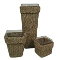 Set of 3 Seagrass and Glass Vases