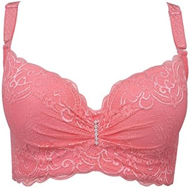 chuuhh Women's Underwire Push Up Bras Lace Adjustable Brassiere,Pink,44C