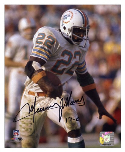 Mercury Morris Miami Dolphins Autographed 8x10 Photograph with 17-0 Inscription