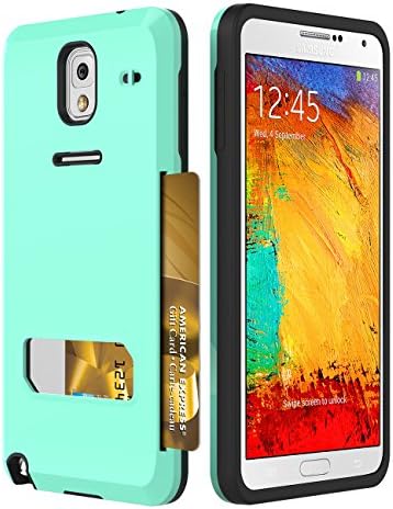 Galaxy Note 3 Case, Apoptech Heavy Duty Protective Armor Samsung Galaxy Note 3 Wallet Case Card Slot Sleek Back Shell Dual Layer Hybrid Case Soft Bumper + Hard PC Cover for Galaxy Note 3 Mint
