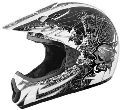 TX-10 Web & Skull MotoCross Helmet Silver