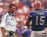 Urban Meyer Florida Gators - with Tebow - Autographed 8x10 Photograph with 06 NATL CHAMPS Inscription