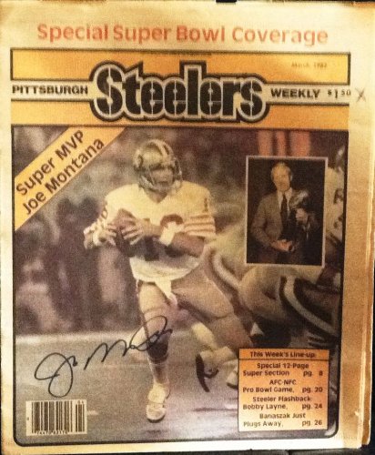Autographed Joe Montana San Francisco 49ers Steelers Weekly Newspaper