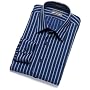 Van Heusen Men's Fitted Wrinkle Free Broadcloth Blue Dobby Stripe Long Sleeve