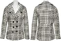 DOLLHOUSE Wool-Blend Boucl&eacute; Double Breasted Jacket [6872PC], Ivory/Black