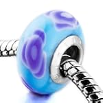 Blue Flower Charm Bead Pandora Chamilia Biagi Bracelet Compatible