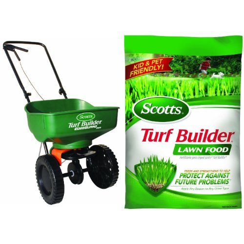 Scotts 76121 Turf Builder EdgeGuard Mini Broadcast Spreader, 5000-Square-Foot Coverage with Lawn Food Fertilizer
