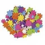 Moosgummi Bl�ten, 120 St�ck farbig sortiert selbstklebend - 