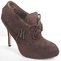 Fringed Slip-on Brown Platform Stiletto Booties