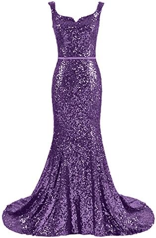 GLbridal Purple Strapless Sequins Slim Prom Dresses Mermaid Evening Party Gowns US6