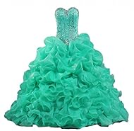Occasion: Quinceanera  
Neckline: Sweetheart  
Skirt: Ball Gown 
Embellishments: Rhinestones  Ruffles  
Closure/Back: Lace Up 
Size Category: Adult 
