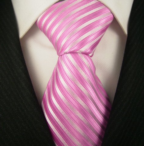 Pink & Silver Mens Tie, Pink Necktie, Discount Neck Ties