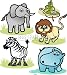 Wallmonkeys Peel and Stick Wall Decals - Cartoon Tropical Animals 1 - Removable Graphic