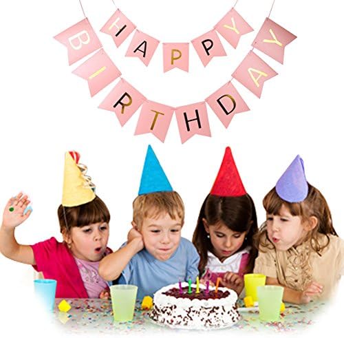 Happy Birthday Hanging Decoration Gold Letters Pastel Pink Banner Garland Shower Photo Props Bunting Banners Party Supplies
