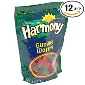 Harmony Foods Gummy Worms, 7.5-Ounce Bags (Pack of 12)