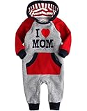 [Vaenait Baby] 6-24ヶ月 ベビー服長袖ロンパース カバーオール 女の子フリース フード付き Hooded Mom 6-12M