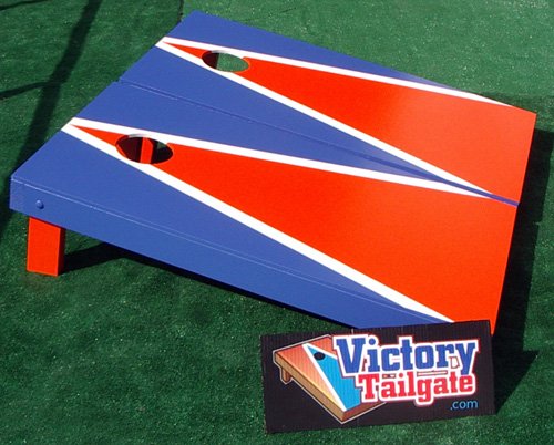 Orange & Royal Blue Custom Painted Cornhole Bag Toss Game Set by Victory Tailgate (24x48 Heavy Duty) On Sale