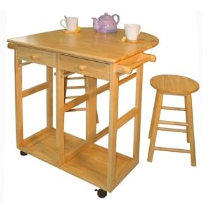 Breakfast Cart and 2 Stools - Natural