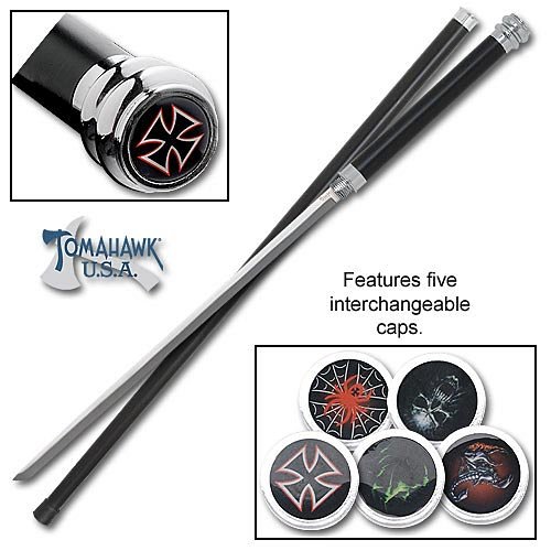 Tomahawk Aluminum Sword Cane w/ Optional Heads