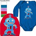 Robots Love Dancing one-piece, 6-12 months, electric blue