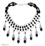 Onyx choker, 'Black Lotus' 2.8 W 14.2 L